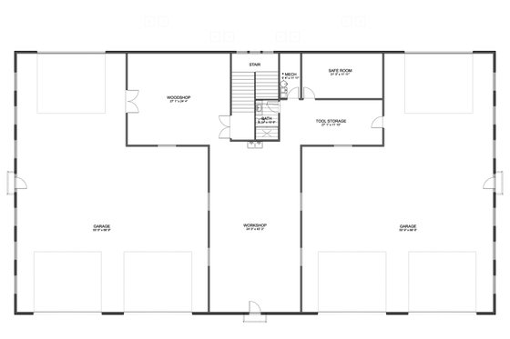Floor Plan - Main Floor for Barndominium House Plan #1060-391 - 2 bed, 2.5 bath