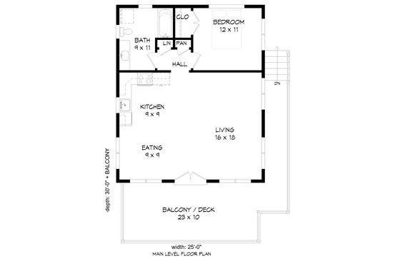 Floor Plan - Main Floor for Modern House Plan #932-343 - 1 bed, 1 bath
