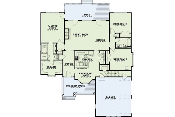 Floor Plan - Main Floor for Country House Plan #17-2067 - 4 bed, 3 bath