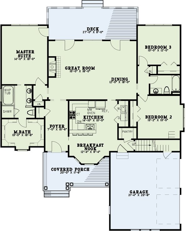 Architectural House Design - Country Floor Plan - Main Floor Plan #17-2067