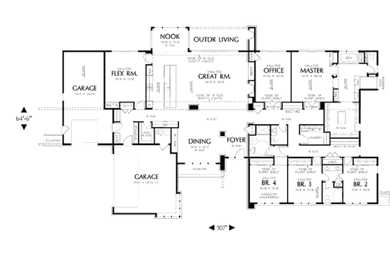 Floor Plan - Main Floor for Modern House Plan #48-481 - 4 bed, 3.5 bath