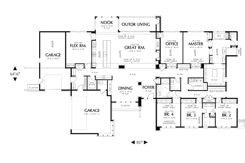 Architectural House Design - Floor Plan - Main Floor for Modern House Plan #48-481 - 4 bed, 3.5 bath