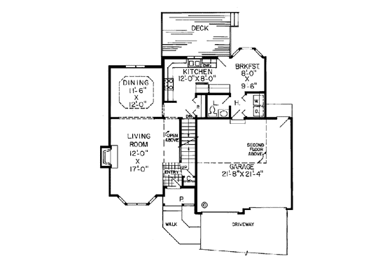 Floor Plan - Main Floor for Traditional House Plan #312-265 - 3 bed, 2.5 bath
