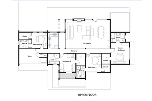 Floor Plan - Upper Floor for Modern House Plan #542-1 - 4 bed, 6 bath