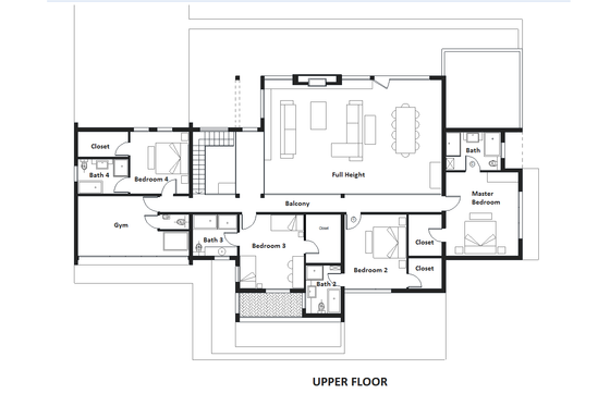 Floor Plan - Upper Floor for Modern House Plan #542-1 - 4 bed, 6 bath