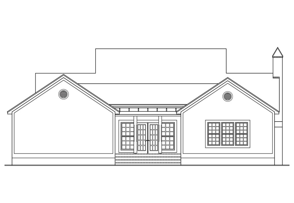 Exterior - Rear Elevation for Traditional House Plan #406-272 - 3 bed, 2 bath
