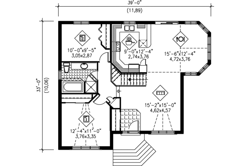 Home Plan - Floor Plan - Main Floor for Modern House Plan #25-325 - 2 bed, 1 bath