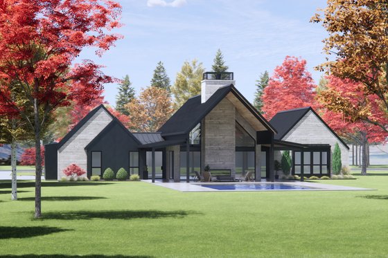 Exterior - Rear Elevation for Modern House Plan #1096-68 - 4 bed, 3 bath