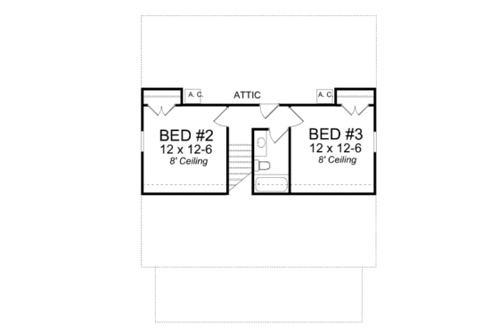 Floor Plan - Upper Floor 1 for Cottage House Plan #513-6 - 3 bed, 2.5 bath