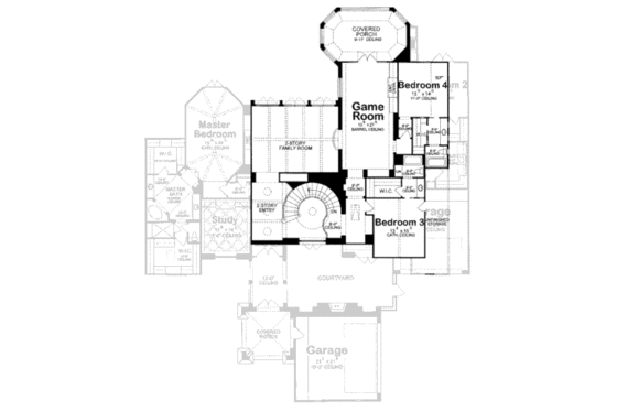 Floor Plan - Upper Floor for European House Plan #20-1731 - 4 bed, 4.5 bath