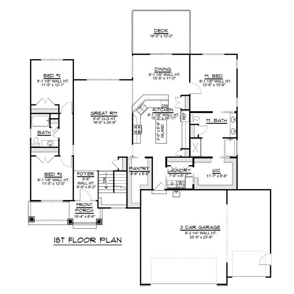 Architectural House Design - Ranch Floor Plan - Main Floor Plan #1064-41