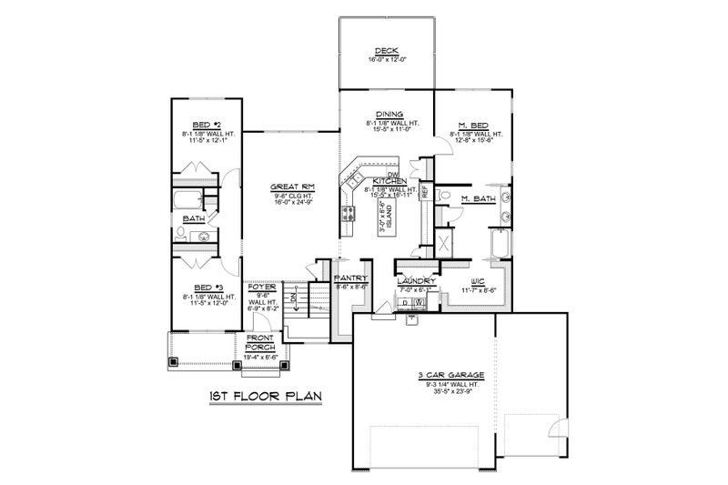 Ranch Style House Plan - 3 Beds 2 Baths 2123 Sq/Ft Plan #1064-41 ...