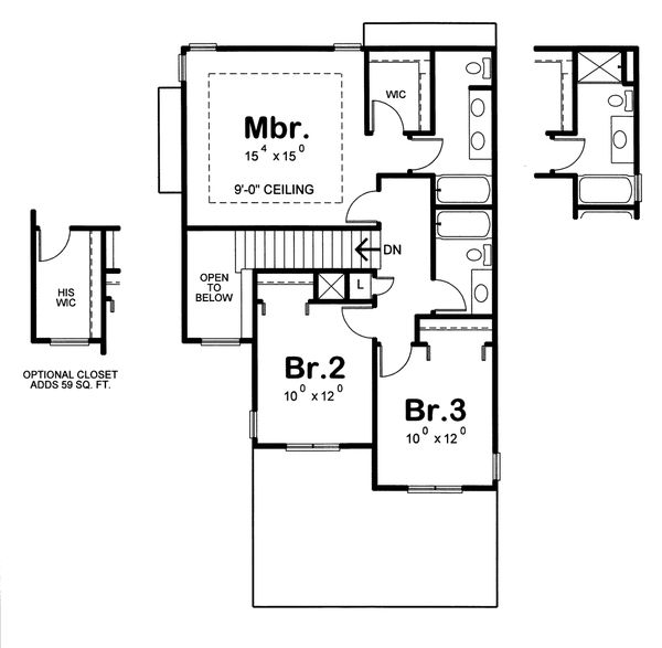 Dream House Plan - Traditional Floor Plan - Upper Floor Plan #20-1789