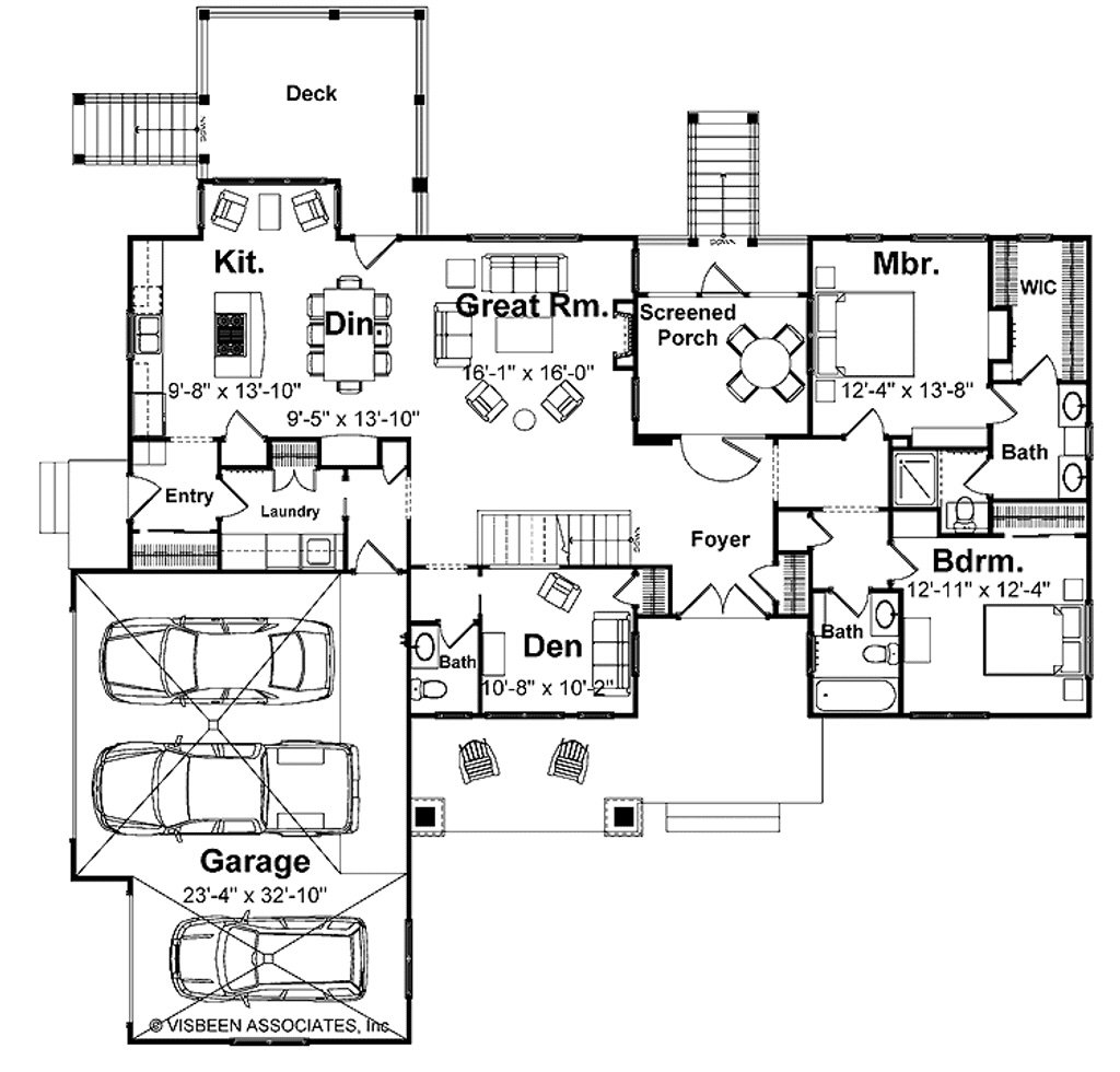 Floor Plan - Main Floor for Farmhouse House Plan #928-439 - 3 bed, 3.5 bath