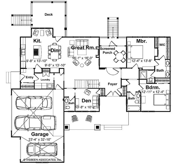 House Blueprint - Floor Plan - Main Floor for Farmhouse House Plan #928-439 - 3 bed, 3.5 bath