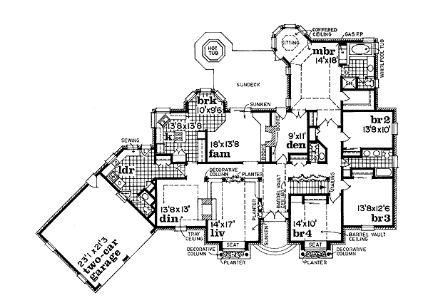 Floor Plan - Main Floor for European House Plan #47-196 - 4 bed, 4 bath