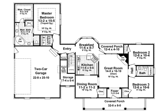 Floor Plan - Main Floor for Southern House Plan #21-277 - 3 bed, 2 bath