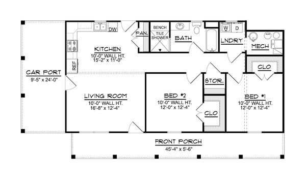 Home Plan - Floor Plan - Main Floor for Country House Plan #1064-469 - 2 bed, 1 bath