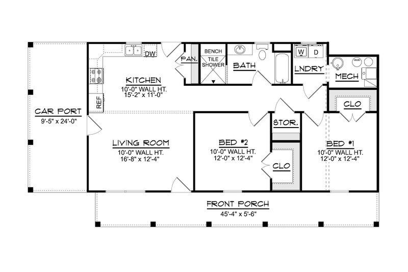 Home Plan - Floor Plan - Main Floor for Country House Plan #1064-469 - 2 bed, 1 bath