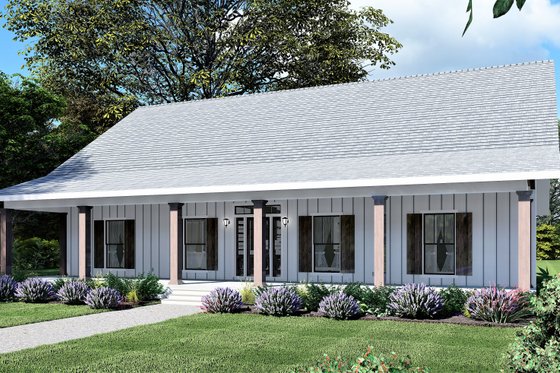 Exterior - Front Elevation 3 for Farmhouse House Plan #44-249 - 4 bed, 2 bath