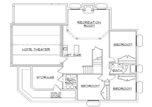Dream House Plan - Traditional Floor Plan - Lower Floor Plan #5-457