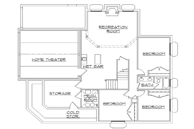 Dream House Plan - Floor Plan - Lower Floor for Traditional House Plan #5-457 - 3 bed, 4.5 bath