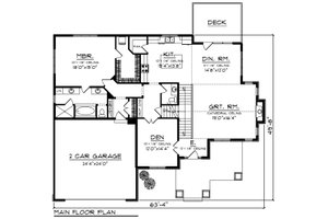 Floor Plan - Main Floor for Craftsman House Plan #70-1280 - 4 bed, 2.5 bath
