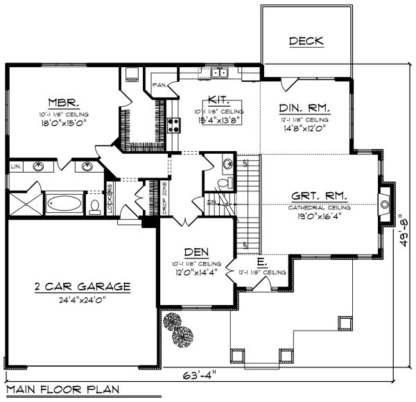 House Plan Design - Craftsman Floor Plan - Main Floor Plan #70-1280