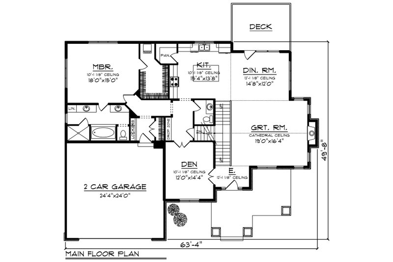 Architectural House Design - Floor Plan - Main Floor for Craftsman House Plan #70-1280 - 4 bed, 2.5 bath