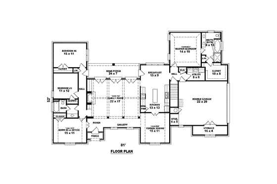 Floor Plan - Main Floor for European House Plan #81-1584 - 3 bed, 2 bath