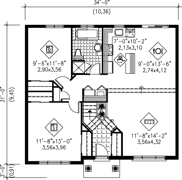 House Blueprint - Traditional Floor Plan - Main Floor Plan #25-104