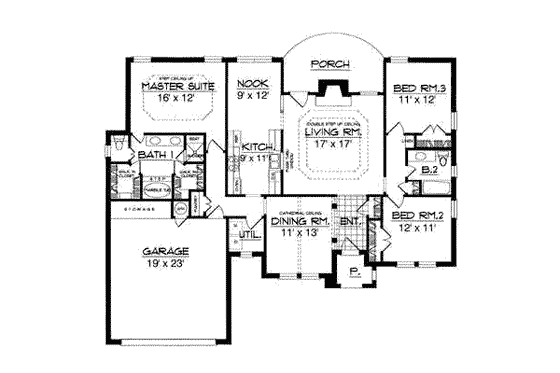 Floor Plan - Main Floor for Traditional House Plan #40-223 - 3 bed, 2 bath