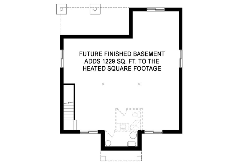 House Design - Floor Plan - Lower Floor for Farmhouse House Plan #23-2716 - 2 bed, 1 bath