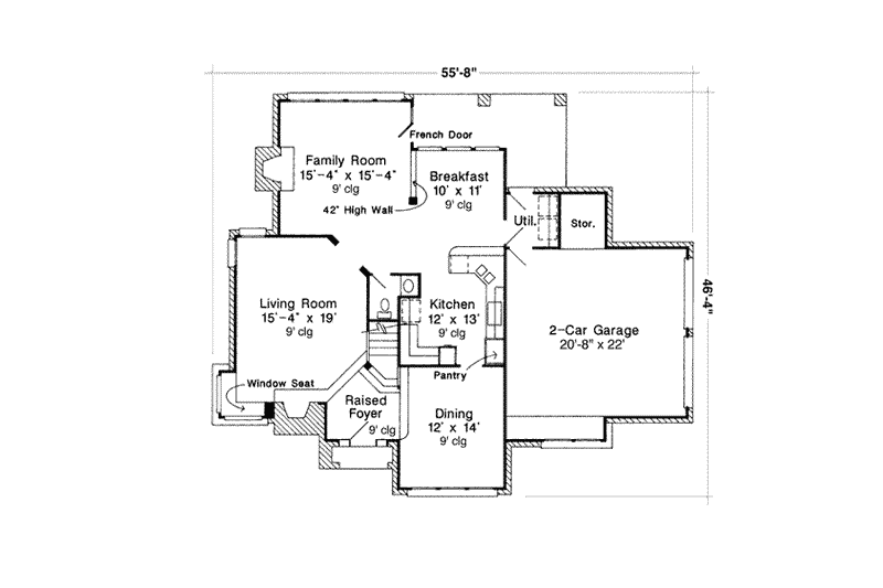 Home Plan - Floor Plan - Main Floor for European House Plan #410-206 - 3 bed, 2.5 bath