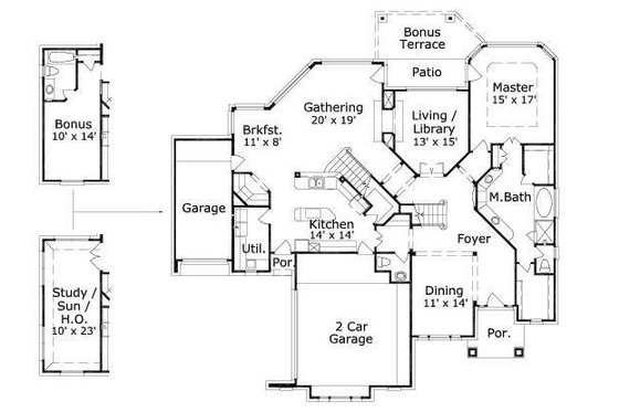 Floor Plan - Main Floor for European House Plan #411-765 - 4 bed, 3.5 bath