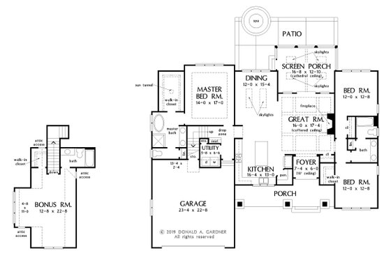 Floor Plan - Main Floor for Farmhouse House Plan #929-1099 - 3 bed, 2 bath