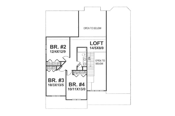 Floor Plan - Upper Floor for Traditional House Plan #50-106 - 4 bed, 2.5 bath