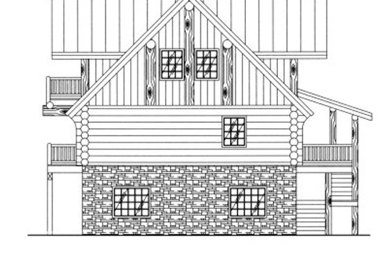 Exterior - Rear Elevation for Log House Plan #117-409 - 4 bed, 3 bath