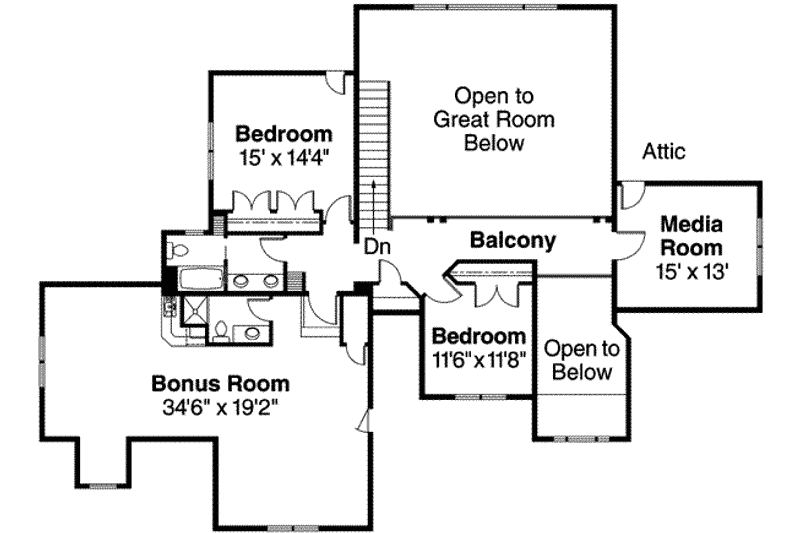 Home Plan - Floor Plan - Upper Floor for Country House Plan #124-555 - 3 bed, 3.5 bath