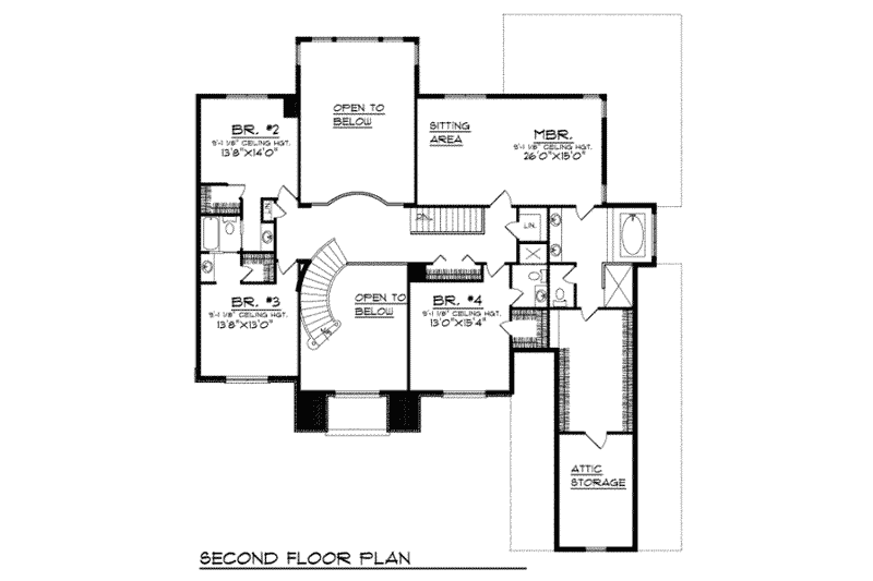 Home Plan - Floor Plan - Upper Floor for Traditional House Plan #70-554 - 4 bed, 3.5 bath