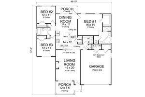 Floor Plan - Main Floor for Cottage House Plan #513-2089 - 3 bed, 2 bath