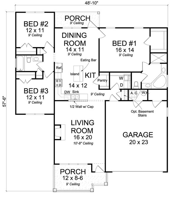 House Plan Design - Cottage Floor Plan - Main Floor Plan #513-2089