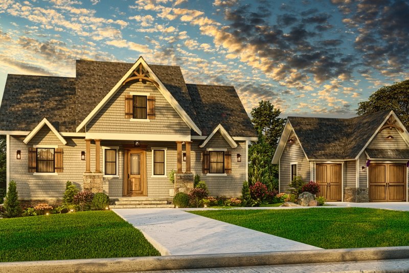 Dream House Plan - Cottage Exterior - Front Elevation Plan #54-596