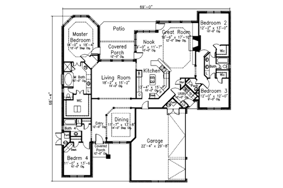 Floor Plan - Main Floor for European House Plan #52-212 - 4 bed, 3.5 bath