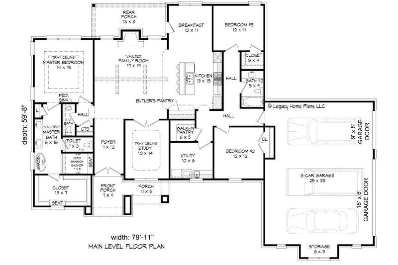 Architectural House Design - Floor Plan - Main Floor for Traditional House Plan #932-682 - 3 bed, 2.5 bath