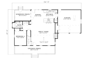 Floor Plan - Main Floor for Country House Plan #17-523 - 2 bed, 2 bath
