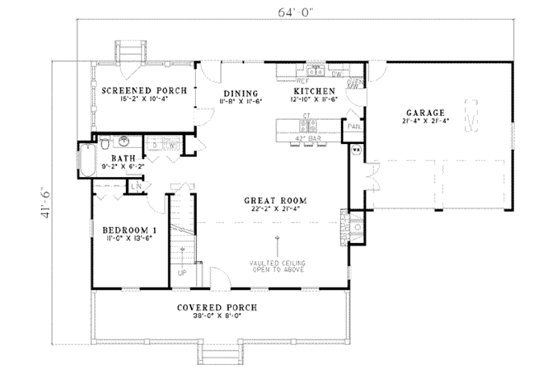 Home Plan - Floor Plan - Main Floor for Country House Plan #17-523 - 2 bed, 2 bath