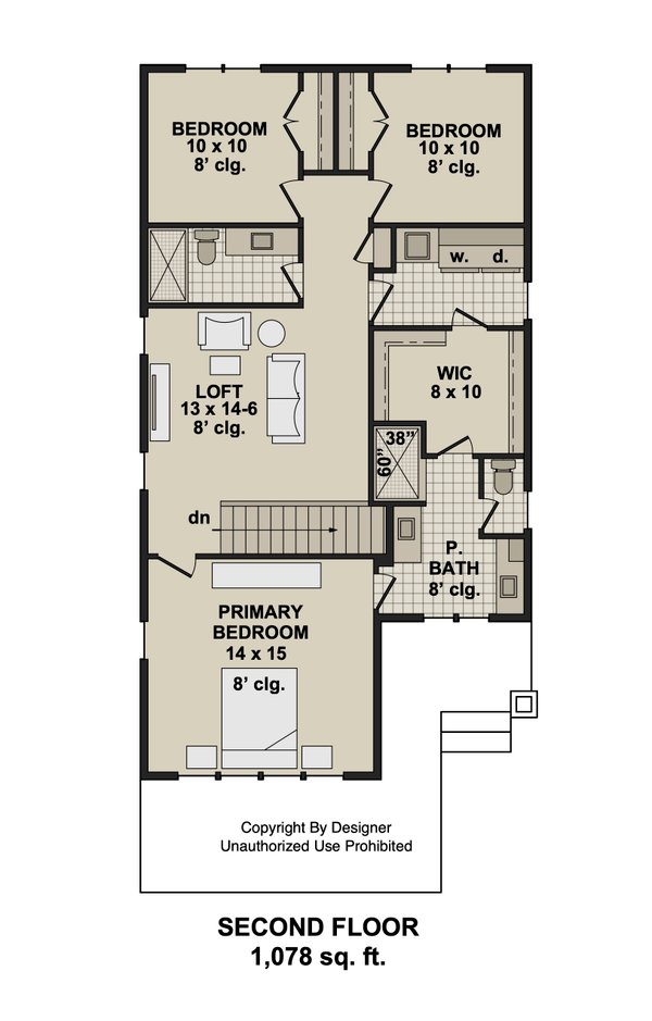 Home Plan - Floor Plan - Upper Floor for Craftsman House Plan #51-1545 - 3 bed, 2.5 bath