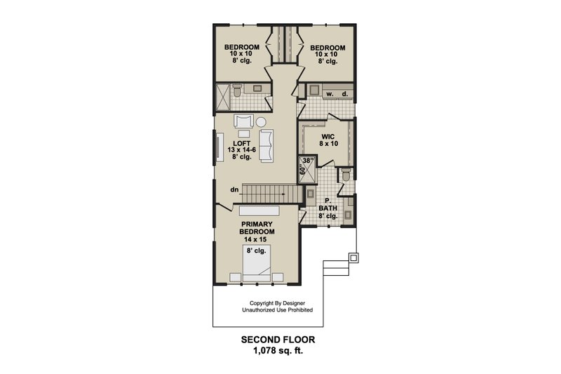 Home Plan - Floor Plan - Upper Floor for Craftsman House Plan #51-1545 - 3 bed, 2.5 bath
