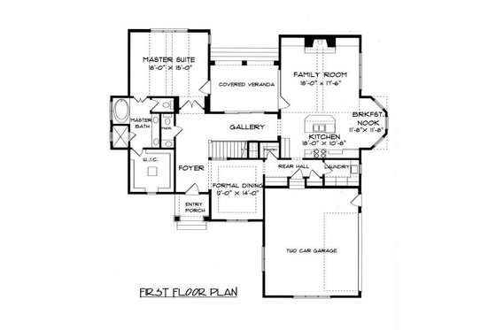 Floor Plan - Main Floor for Tudor House Plan #413-140 - 4 bed, 3.5 bath